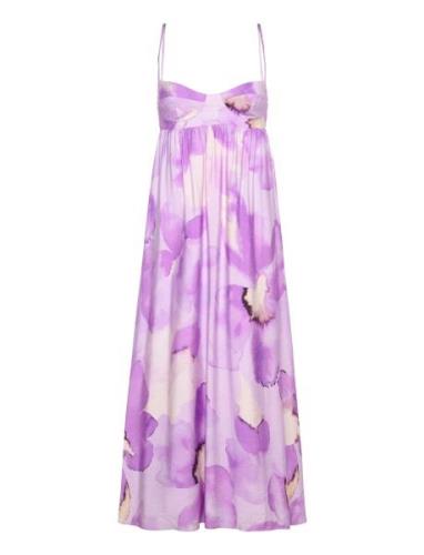 Lenora Printed Midi Dress Maksimekko Juhlamekko Purple Bardot