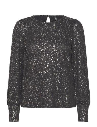 Onlpella L/S Foil Puff Top Jrs Tops Blouses Long-sleeved Black ONLY