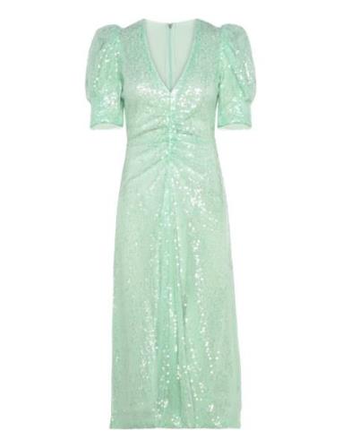 Sequins V-Neck Dress Polvipituinen Mekko Green ROTATE Birger Christens...