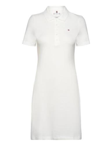 1985 Slim Pique Polo Dress Ss Lyhyt Mekko White Tommy Hilfiger