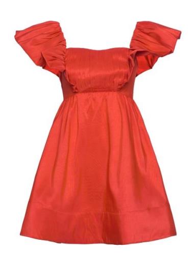 Bree Frill Detailed Mini Dress Lyhyt Mekko Red Malina