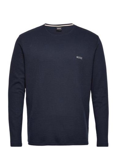 Waffle Ls-Shirt Tops T-shirts Long-sleeved Navy BOSS