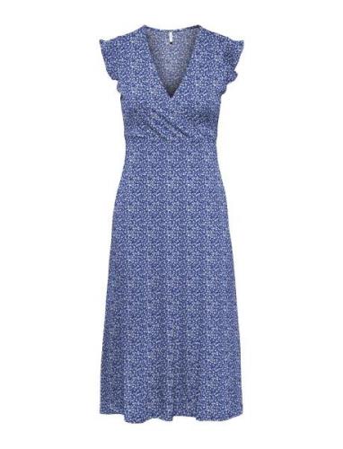 Onlmay S/L Wrap Midi Dress Box Jrs Polvipituinen Mekko Blue ONLY