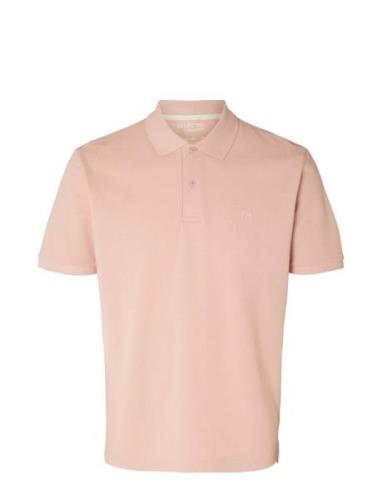 Slhdante Ss Polo Noos Tops Polos Short-sleeved Pink Selected Homme