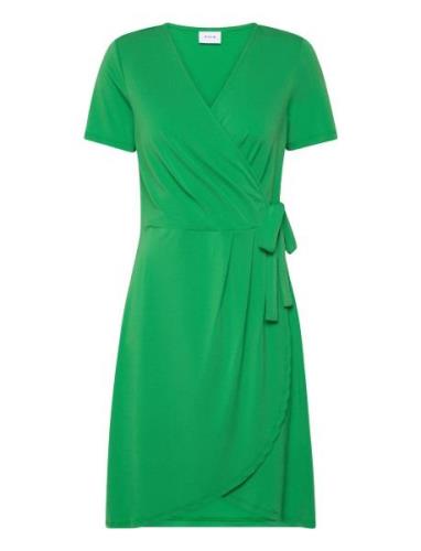 Vinayeli S/S Knee Wrap Dress/Su - Noos Polvipituinen Mekko Green Vila