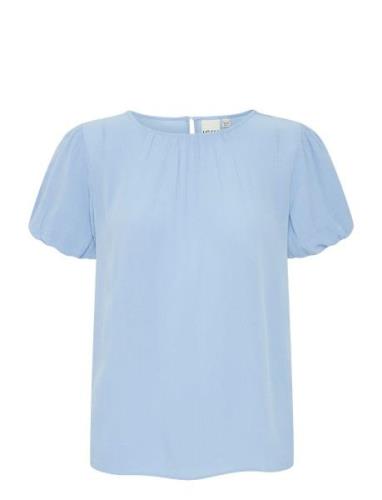 Ihmarrakech So Ss7 Tops Blouses Short-sleeved Blue ICHI