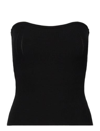 Como Knit Strapless Top Tops T-shirts & Tops Sleeveless Black Second F...