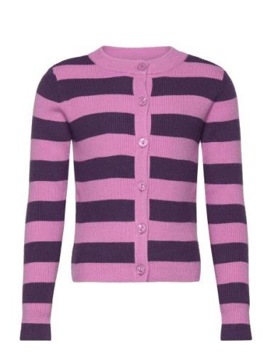 Pknuba Ls Short Knit Cardigan Tw Tops Knitwear Cardigans Purple Little...