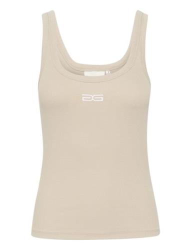 Drewgz Sl Logo Top Tops T-shirts & Tops Sleeveless Beige Gestuz