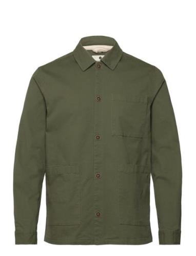 Akoscar Cotton Overshirt Tops Overshirts Khaki Green Anerkjendt