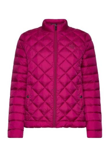 Diamond-Quilted Puffer Coat Vuorillinen Takki Topattu Takki Pink Laure...