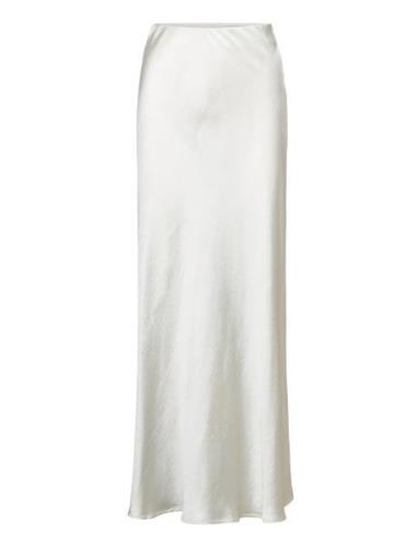 Satin Maxi Skirt Pitkä Hame White Gina Tricot