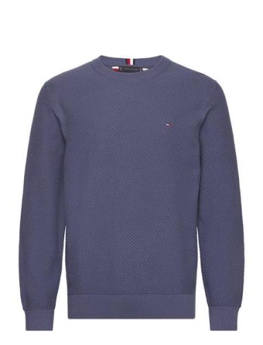 Oval Structure Crew Neck Tops Knitwear Round Necks Blue Tommy Hilfiger