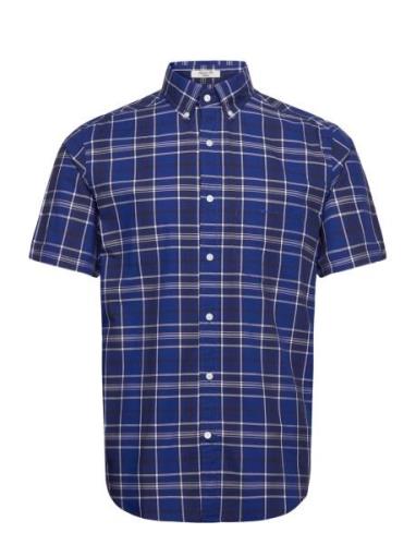 Reg Ut Poplin Check Ss Bd Tops Shirts Short-sleeved Blue GANT