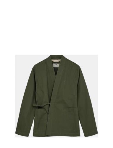 Akjesper Kimono Overshirt Tops Overshirts Khaki Green Anerkjendt