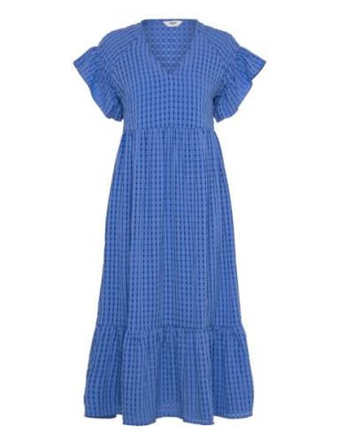 Objvita S/S Long Dress Rep Polvipituinen Mekko Blue Object