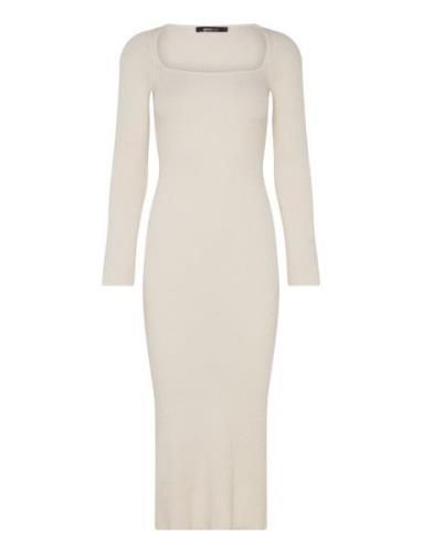 Knitted Midi Dress Polvipituinen Mekko Cream Gina Tricot