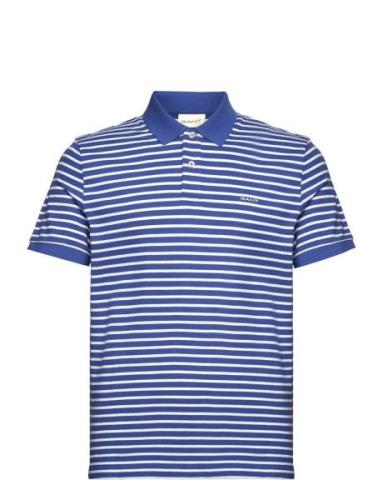 Striped Ss Pique Polo Tops Polos Short-sleeved Blue GANT