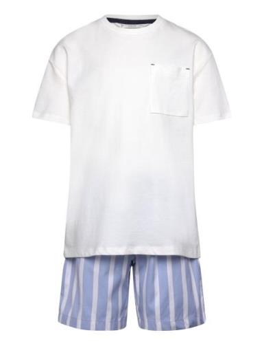 Striped Cotton Short Pyjamas Pyjamasetti Pyjama Blue Mango