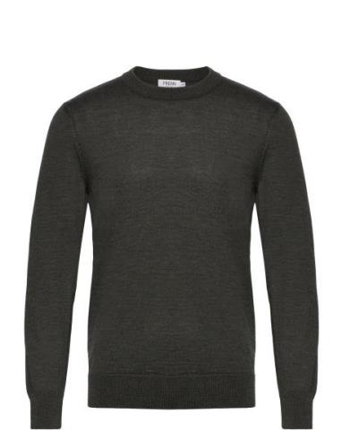 Daniel Merino Wool Pullover Tops Knitwear Round Necks Khaki Green FREN...