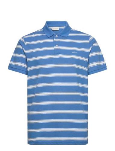 Stripe Ss Polo Tops Polos Short-sleeved Blue GANT