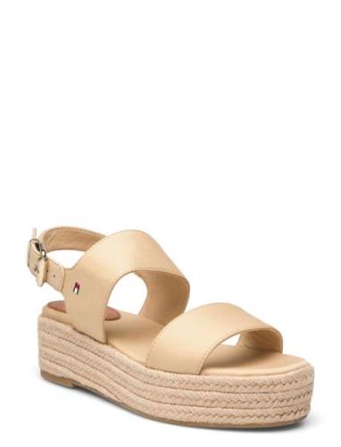 Mid Wedge Sandal Kiilakorkokengät Beige Tommy Hilfiger