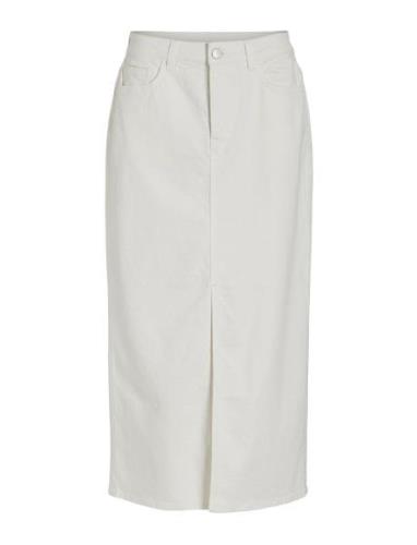 Vipia New Midi Denim Skirt Jaf White/Ln Polvipituinen Hame White Vila