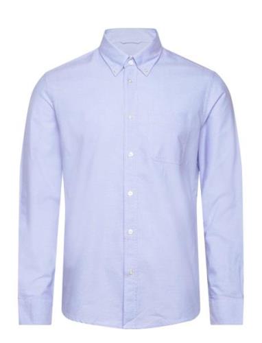 Regular Fit Oxford Cotton Shirt Tops Shirts Casual Blue Mango