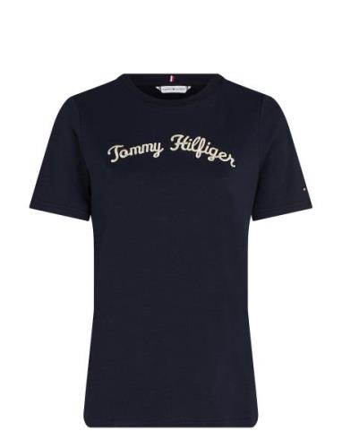 Reg Script C-Nk Ss Tops T-shirts & Tops Short-sleeved Navy Tommy Hilfi...