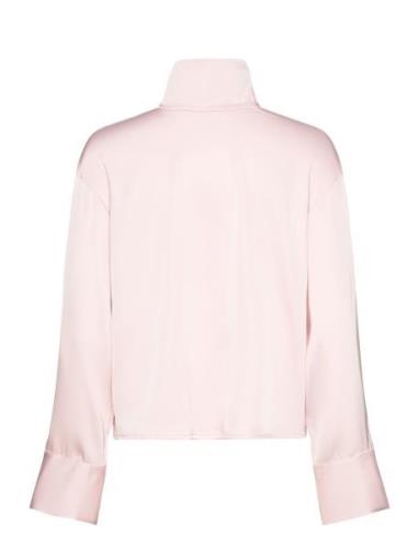 2Nd Francisca - Heavy Satin Tops Blouses Long-sleeved Pink 2NDDAY