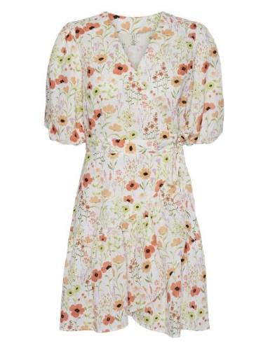 Yasfield 2/4 Wrap Dress Lyhyt Mekko Cream YAS