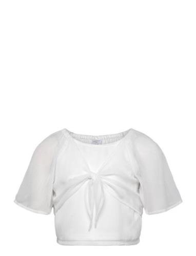 Blouse With Knot At Front Tops Blouses & Tunics White Lindex