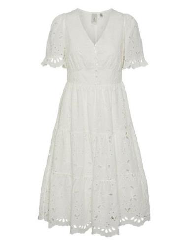 Yaskanikka 2/4 Midi Dress Polvipituinen Mekko White YAS