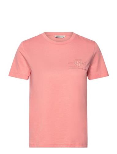 Reg Tonal Shield Ss T-Shirt Tops T-shirts & Tops Short-sleeved Pink GA...