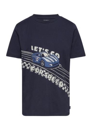 Printed T-Shirt Tops T-shirts Short-sleeved Navy Tom Tailor