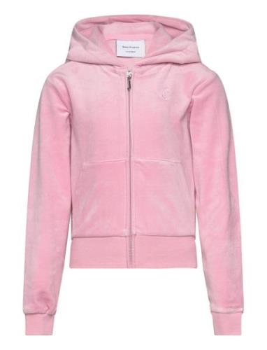 Tonal Zip Through Hoodie Tops Sweat-shirts & Hoodies Hoodies Pink Juic...