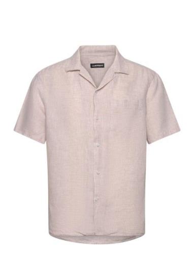 Elio Linen Melange Shirt Tops Shirts Short-sleeved Beige J. Lindeberg