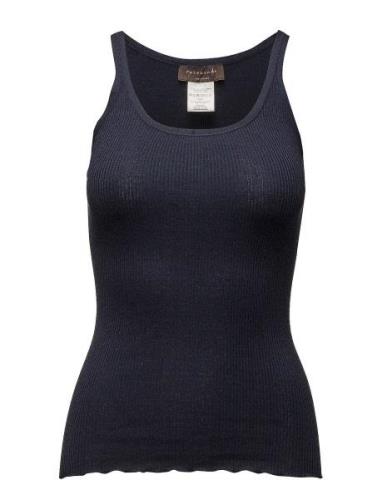 Rwbelle U-Neck Strap Elastic Top Tops T-shirts & Tops Sleeveless Navy ...