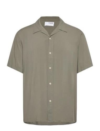 Slhrelax-Karlsson Shirt Ss Tops Shirts Short-sleeved Khaki Green Selec...