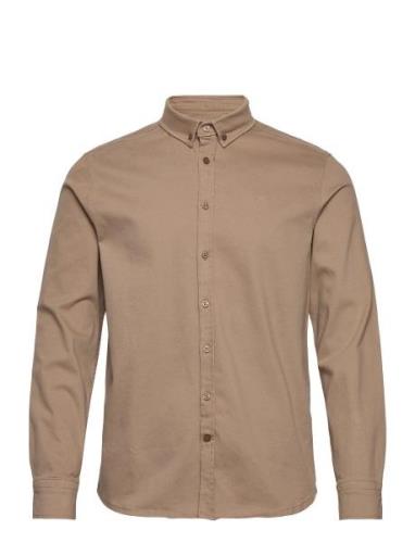 Johan Twill Shirt Tops Shirts Casual Beige Kronstadt