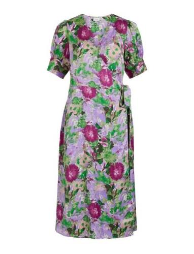 Vinaria S/S Wrap Midi Dress/Dc/Su Polvipituinen Mekko Green Vila