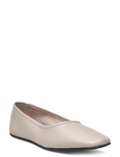 Slfelia Leather Ballerina Ballerinat Grey Selected Femme