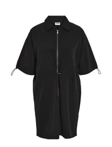 Nmkirby 2/4 Shirtdress Wvn Noos Lyhyt Mekko Black NOISY MAY