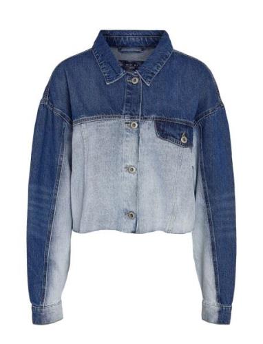 Nmrinna L/S Crop Dnm Jacket Colorblock Farkkutakki Denimtakki Blue NOI...