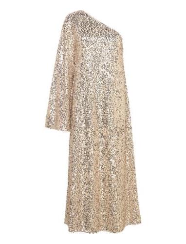 Net Sequins Maxi Dress Maksimekko Juhlamekko Gold ROTATE Birger Christ...