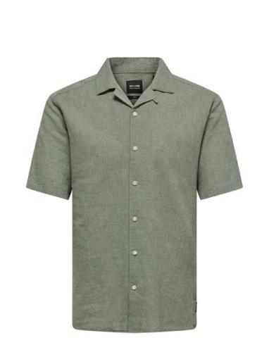 Onscaiden Ss Solid Resort Linen Shirt Tops Shirts Short-sleeved Green ...