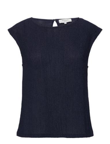 Blouse Tops Blouses Short-sleeved Navy Rosemunde