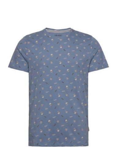 Tee Tops T-shirts Short-sleeved Blue Blend