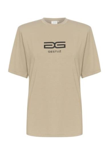 Samurillygz P Tee Tops T-shirts & Tops Short-sleeved Beige Gestuz