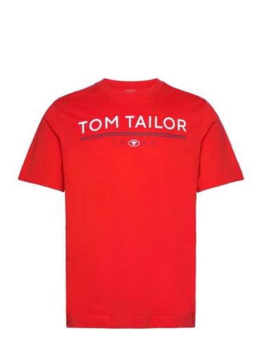 Printed T-Shirt Tops T-shirts Short-sleeved Red Tom Tailor